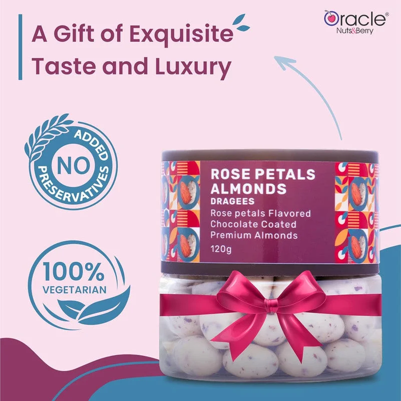 Oracle Nuts & Berry Rose Petals Almond Chocolate Coated Premium Almonds (120gm)