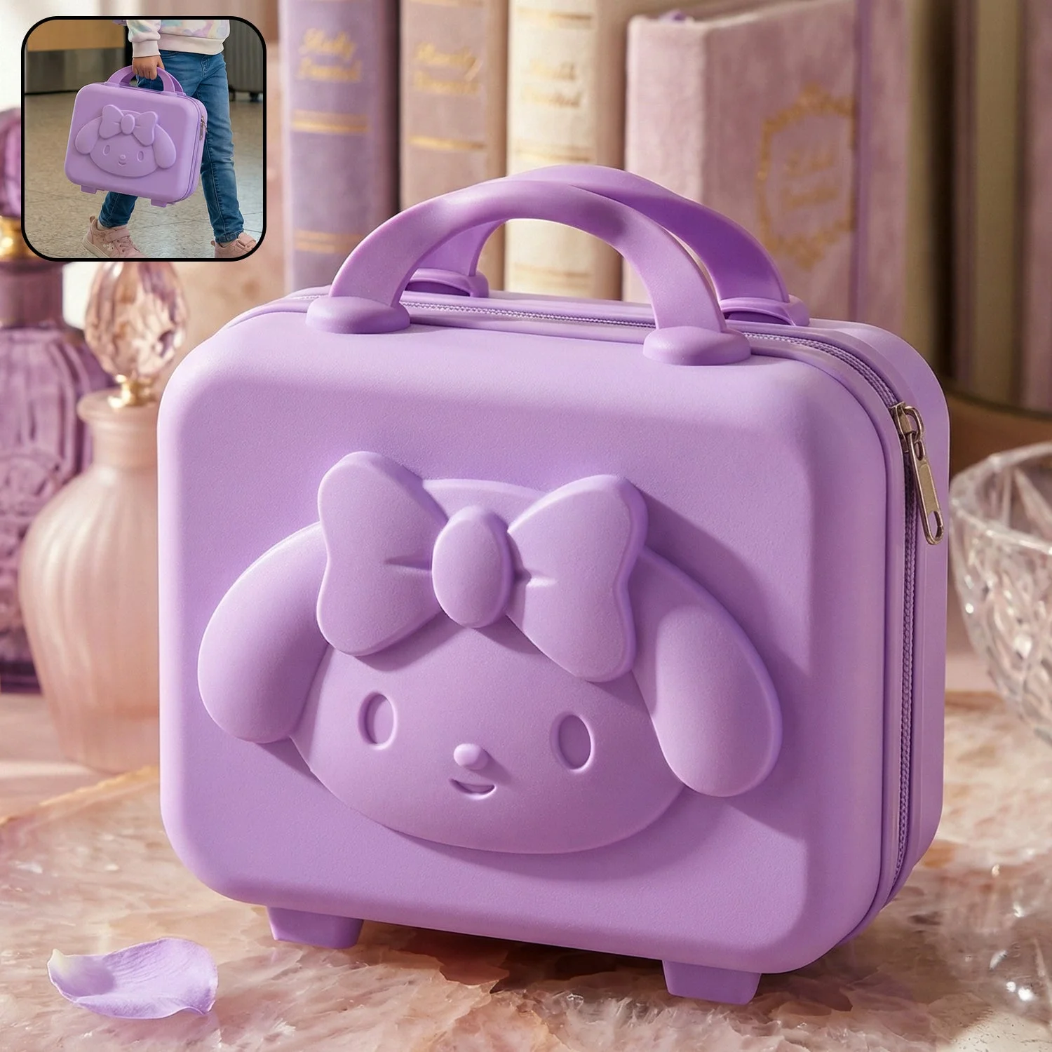 Kids Bear-Shaped Hard Shell Storage Carry Case with Handle (Mix Design)