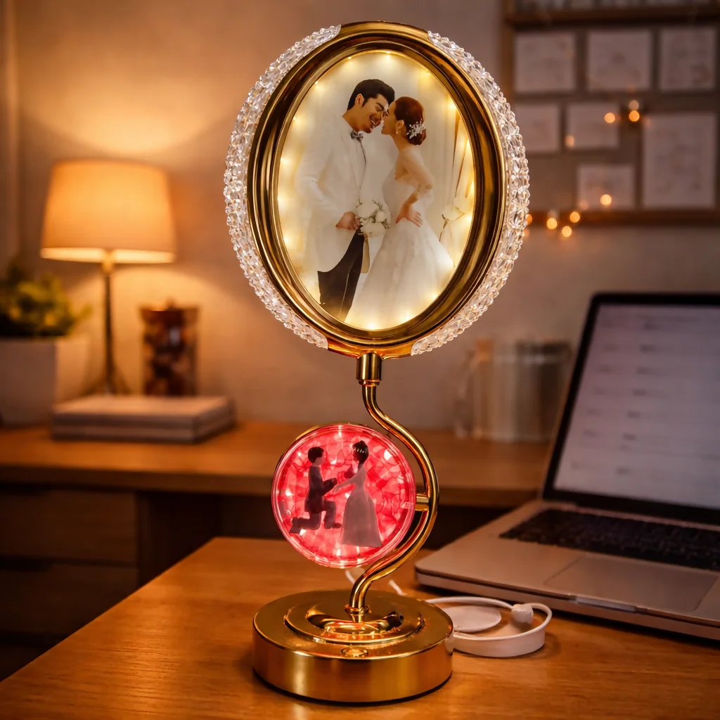 LED Photo Frame Lamp with Dual Display Decorative Table Light