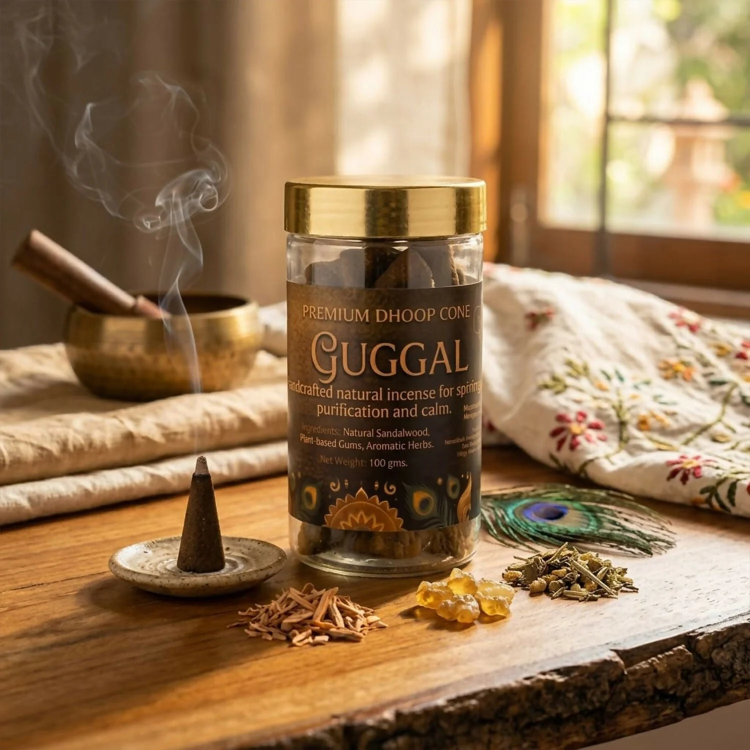 Guggal Dhoop Cones for Pooja & Meditation with Long Lasting Aroma (100gm)