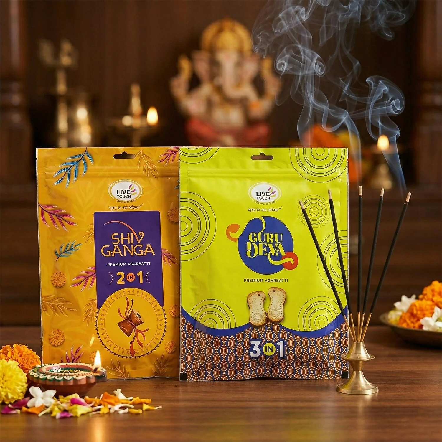 Shiv Ganga & Guru Deva Premium Agarbatti Jumbo Family Pack (2 Packs of 700gm)
